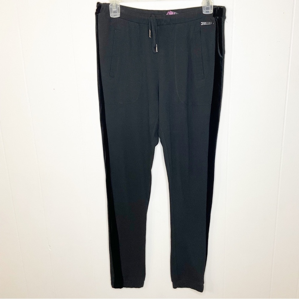 Betsey Johnson Black Jogger Pant With Velvet Sides Size M